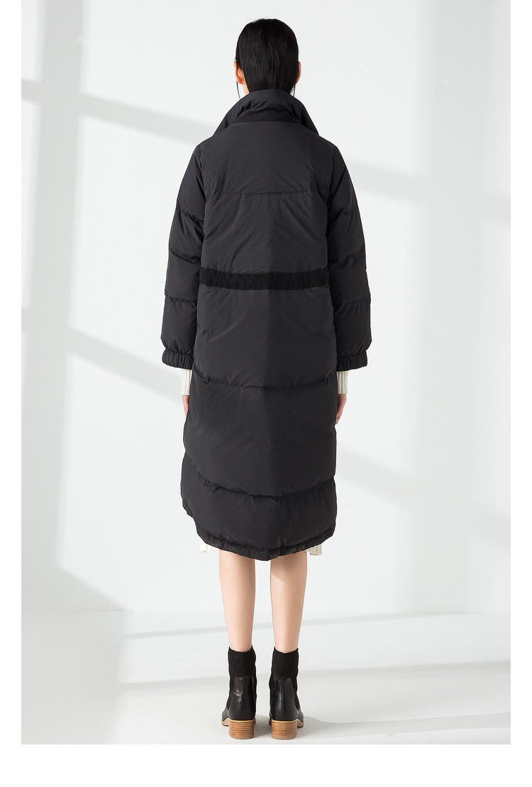 【2018秋冬新品】播 休闲宽松纯色字母装饰a字型前短后长中长款羽绒服