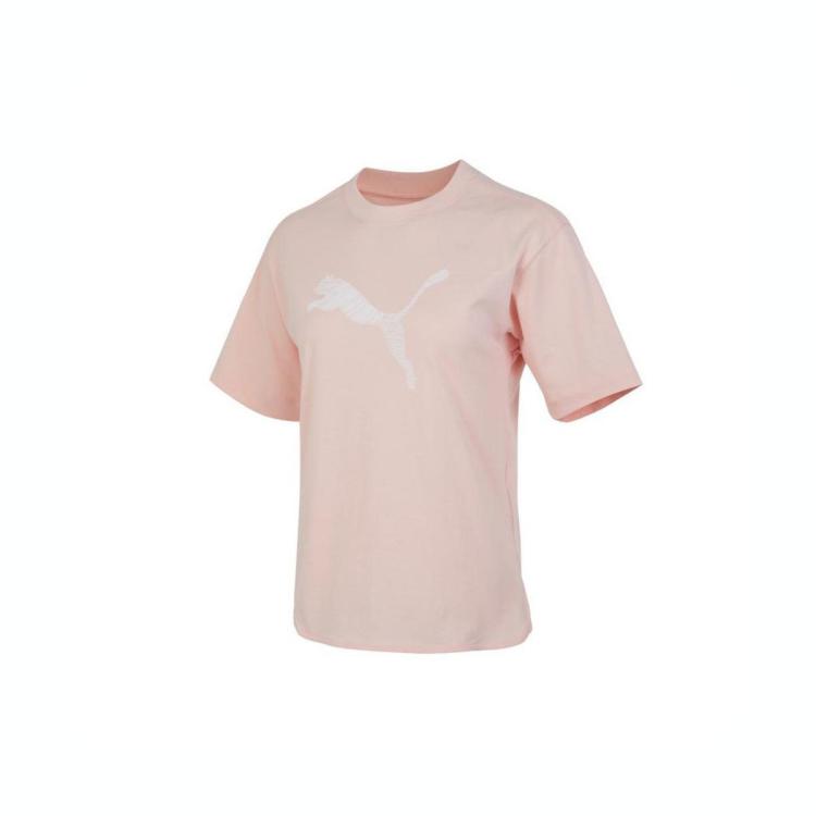 Puma 时尚舒适 2023新款夏季圆领女式短袖运动休闲t恤 In Pink