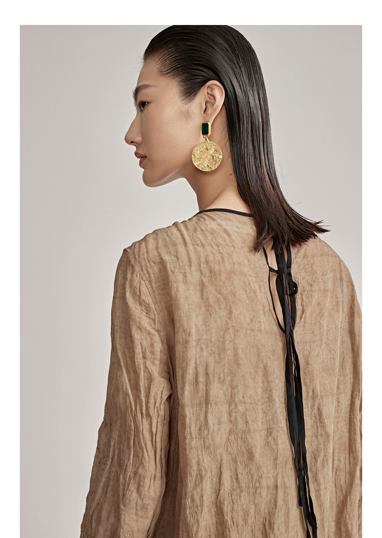 朱崇恽2020秋新款撞色设计包容感连衣裙