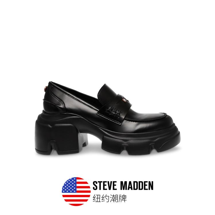 Steve Madden 思美登2024款夏季女鞋休闲英伦风简约乐福鞋 Odom In Black