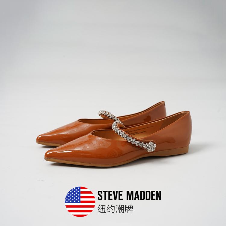 Steve Madden 【复古典雅】思美登时尚尖头浅口平底通勤鞋单鞋女鞋 India In Brown