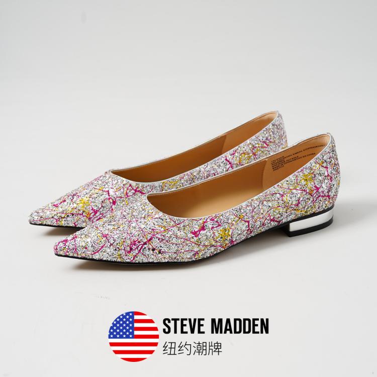 Steve Madden 思美登时尚尖头涂鸦闪面低跟尖头通勤单鞋女鞋 Truence In Multi