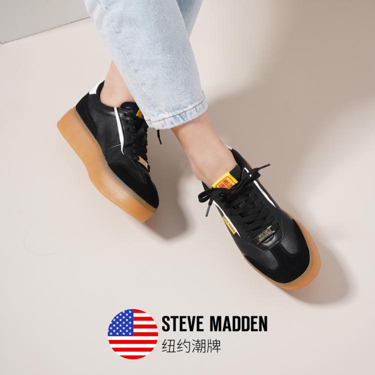 Steve Madden 【时尚百搭】思美登秋冬季舒适拼色休闲鞋女板鞋 Tip-off In Black