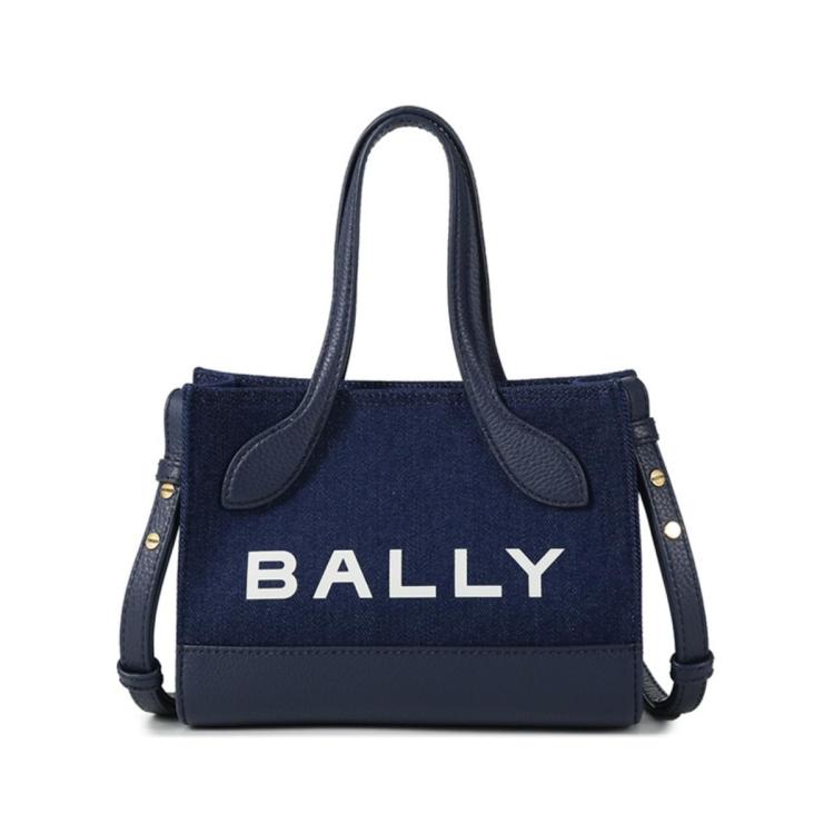 Bally 女士bar系列织物配皮托特包手提单肩斜挎包 In Pattern