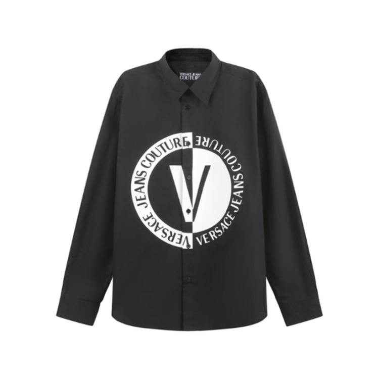 Versace Jeans Couture 男士棉质休闲长袖衬衫 75galyr0 Cn002 In Black