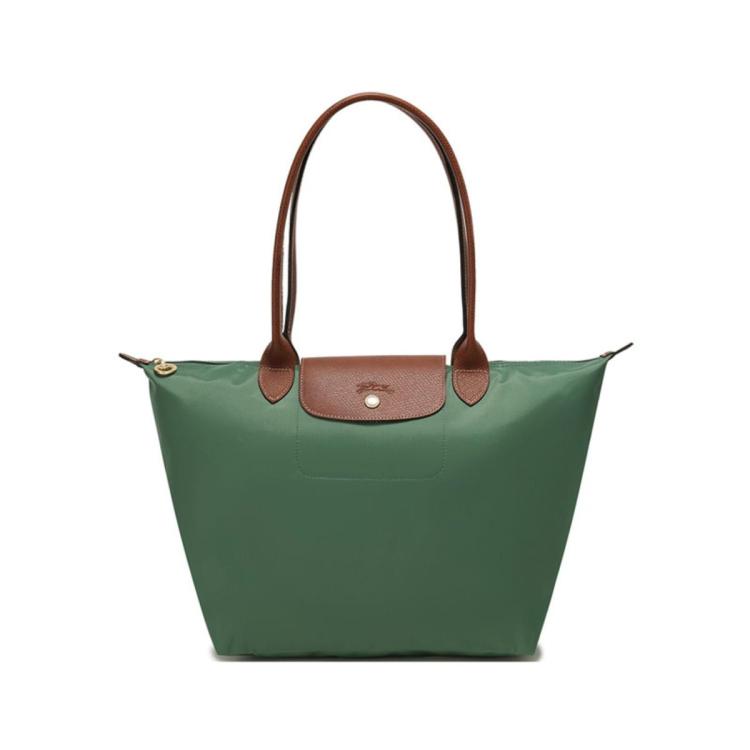 Longchamp 女士大号长柄可折叠饺子包托特包购物袋手提包 1899 089 In Green