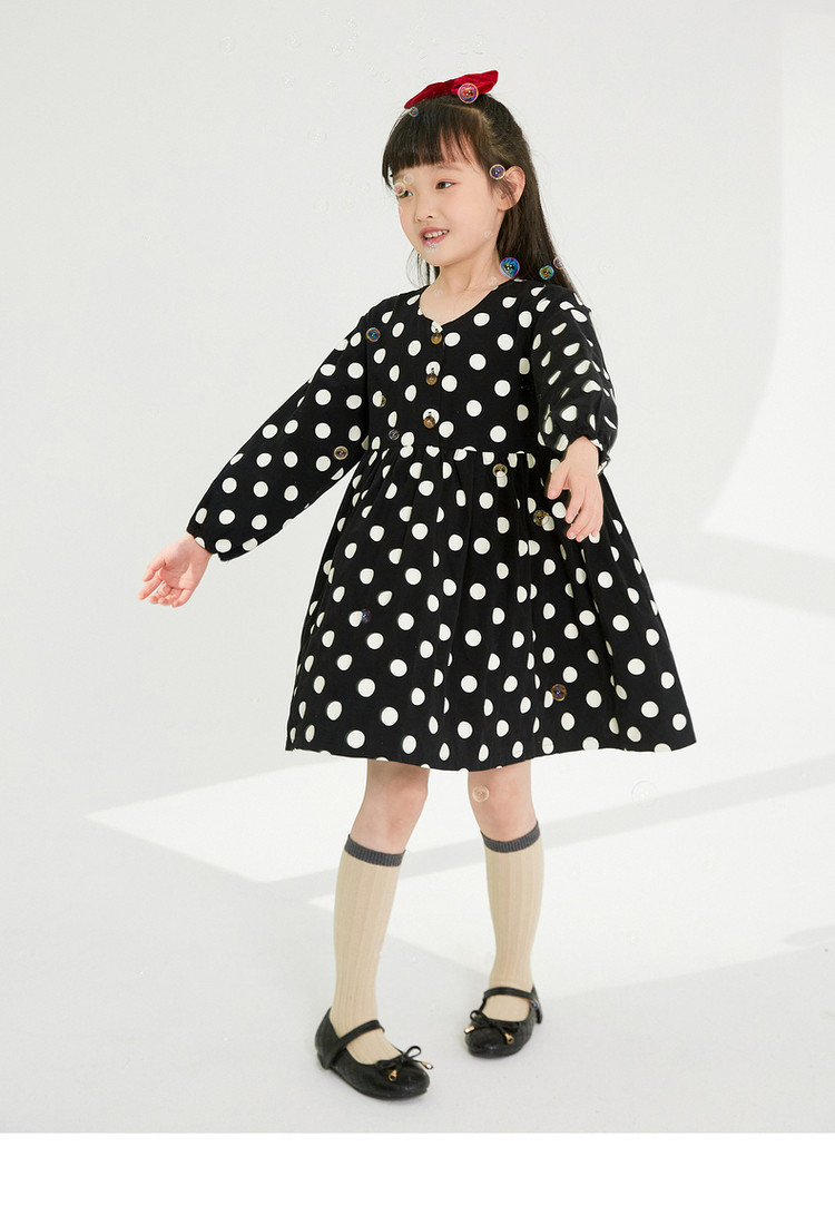【复古波点公主裙】纯棉连衣裙女童中长裙21新儿童春秋装中大童