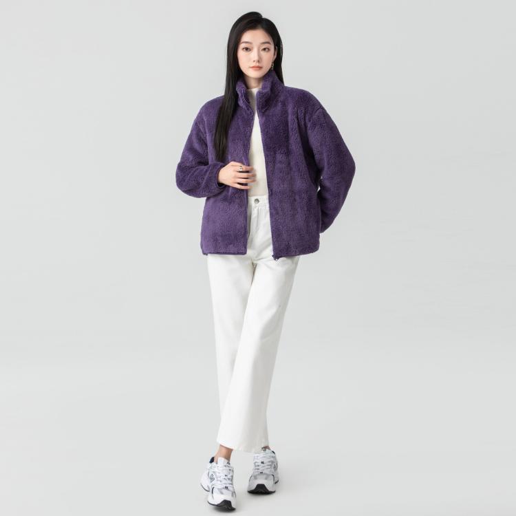 雪中飞 女式多色立领摇粒绒外套短款微弹简约保暖高品质上衣女蓬松厚实