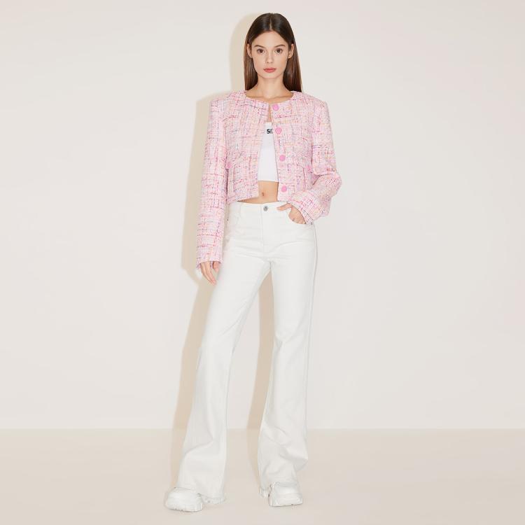 MISS SIXTY Miss Sixty 含桑蚕丝 2024春款牛仔裤女常规长度低腰复古微喇白色辣妹风