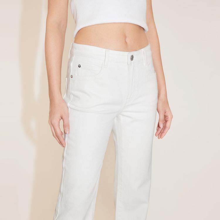 MISS SIXTY Miss Sixty 含桑蚕丝 2024春款牛仔裤女常规长度低腰复古微喇白色辣妹风