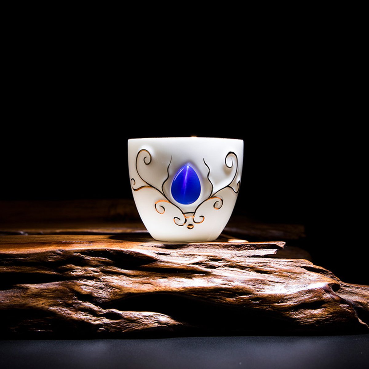 功夫茶喝茶中式茶杯杯子玉瓷杯陶瓷中国风复古主人杯单杯手绘单个