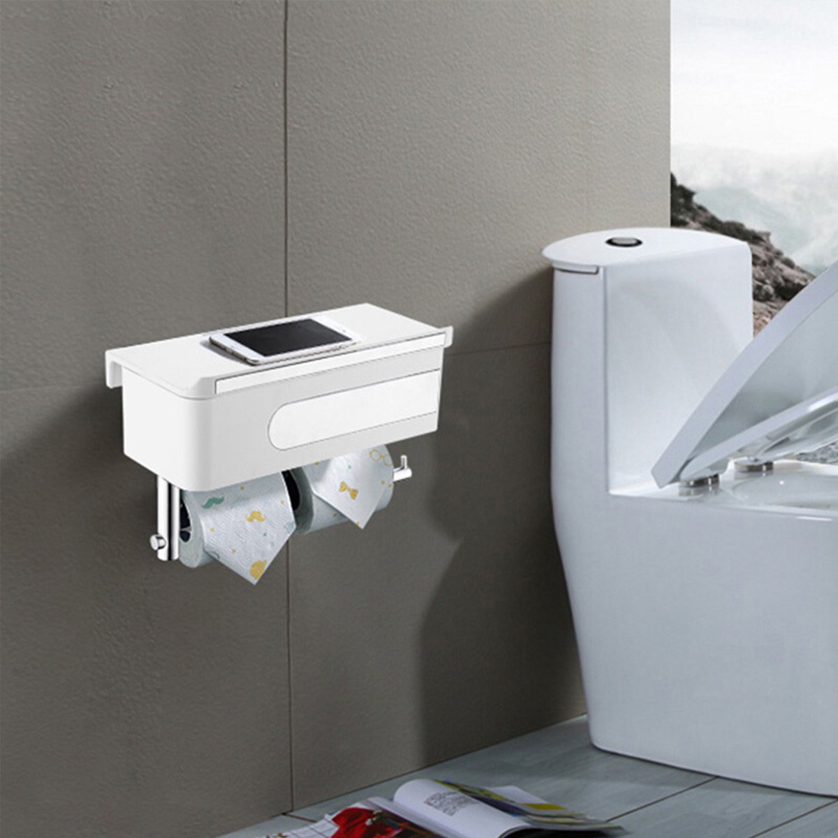 cbh113卫生间厕所纸巾盒可置物式多功能纸巾架