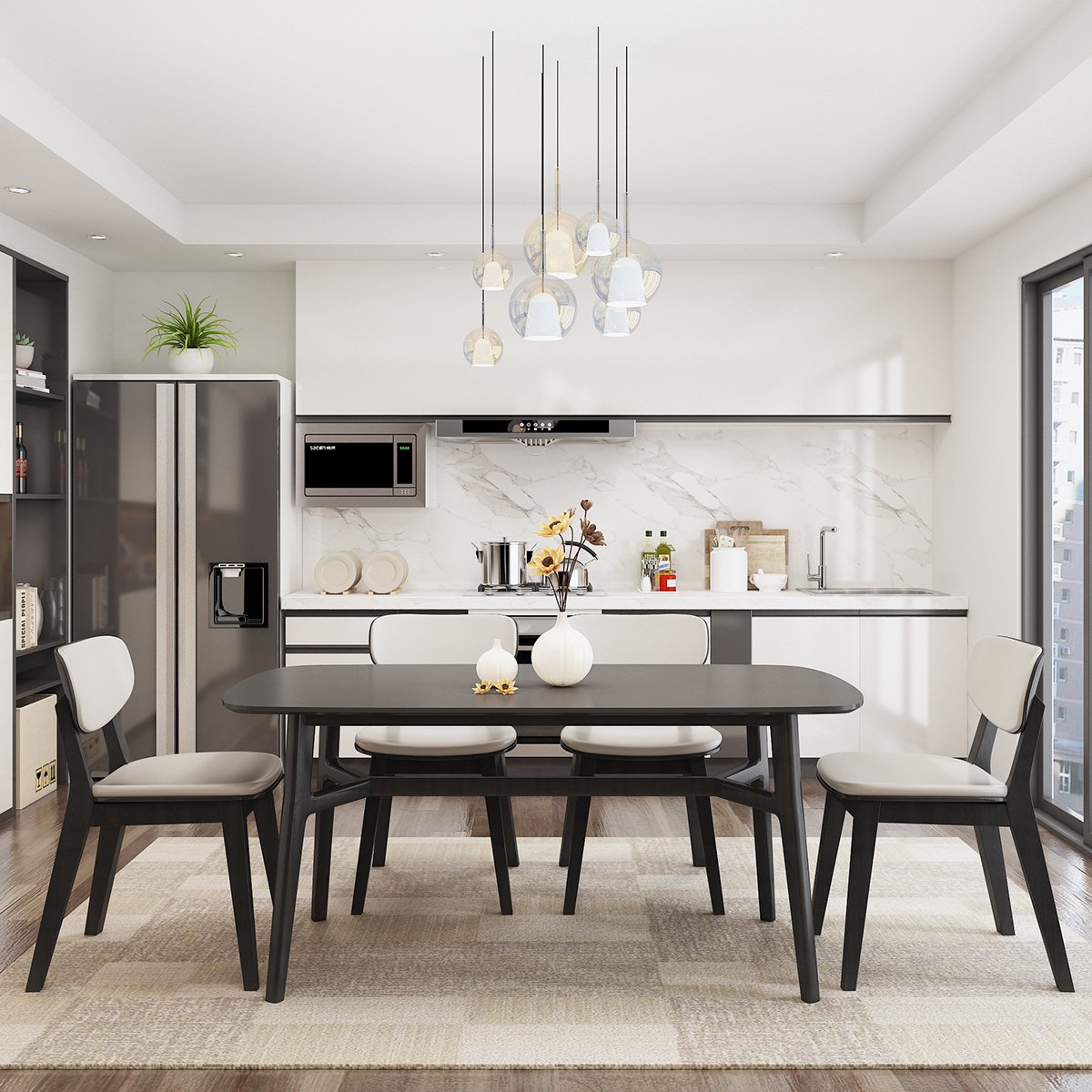 北欧式实木餐桌椅组合套装 现代简约饭桌餐桌