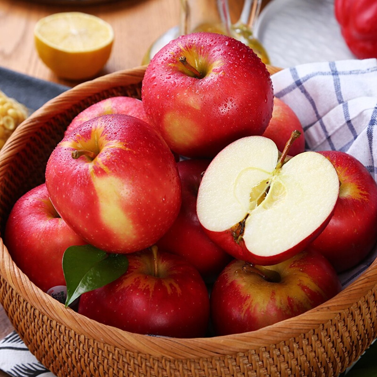 红玫瑰苹果 单果约200g 大果果脆甜无渣红苹果新鲜水果 12个装