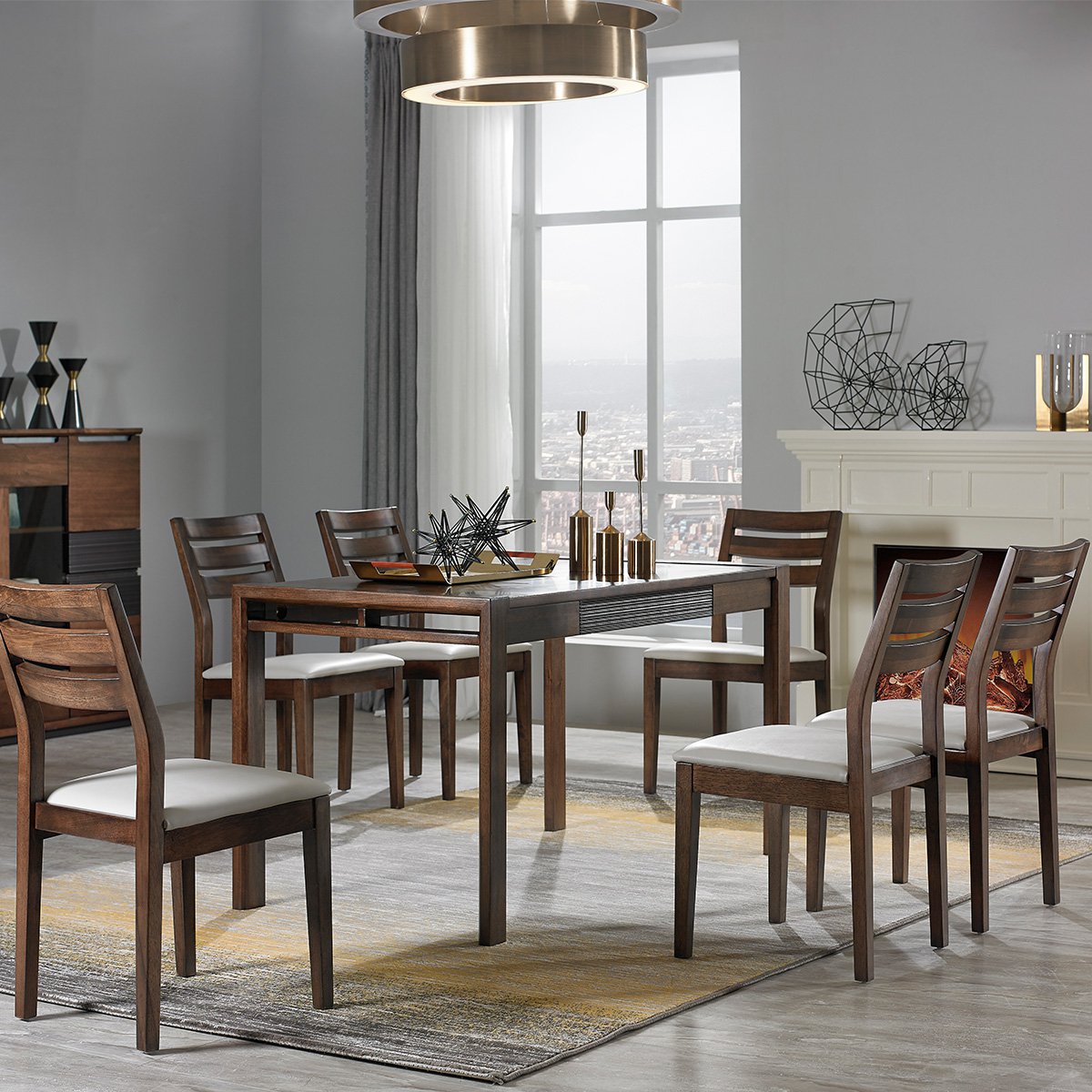 中意系列 意大利都市风格实木餐椅家用餐厅家具椅子进口胡桃木p1302c