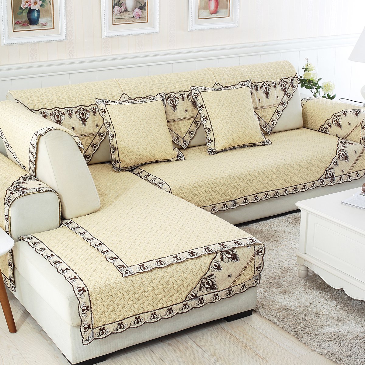 四季通用欧式布艺客厅沙发套全包巾罩坐垫子防滑简约现代全盖包沙发垫