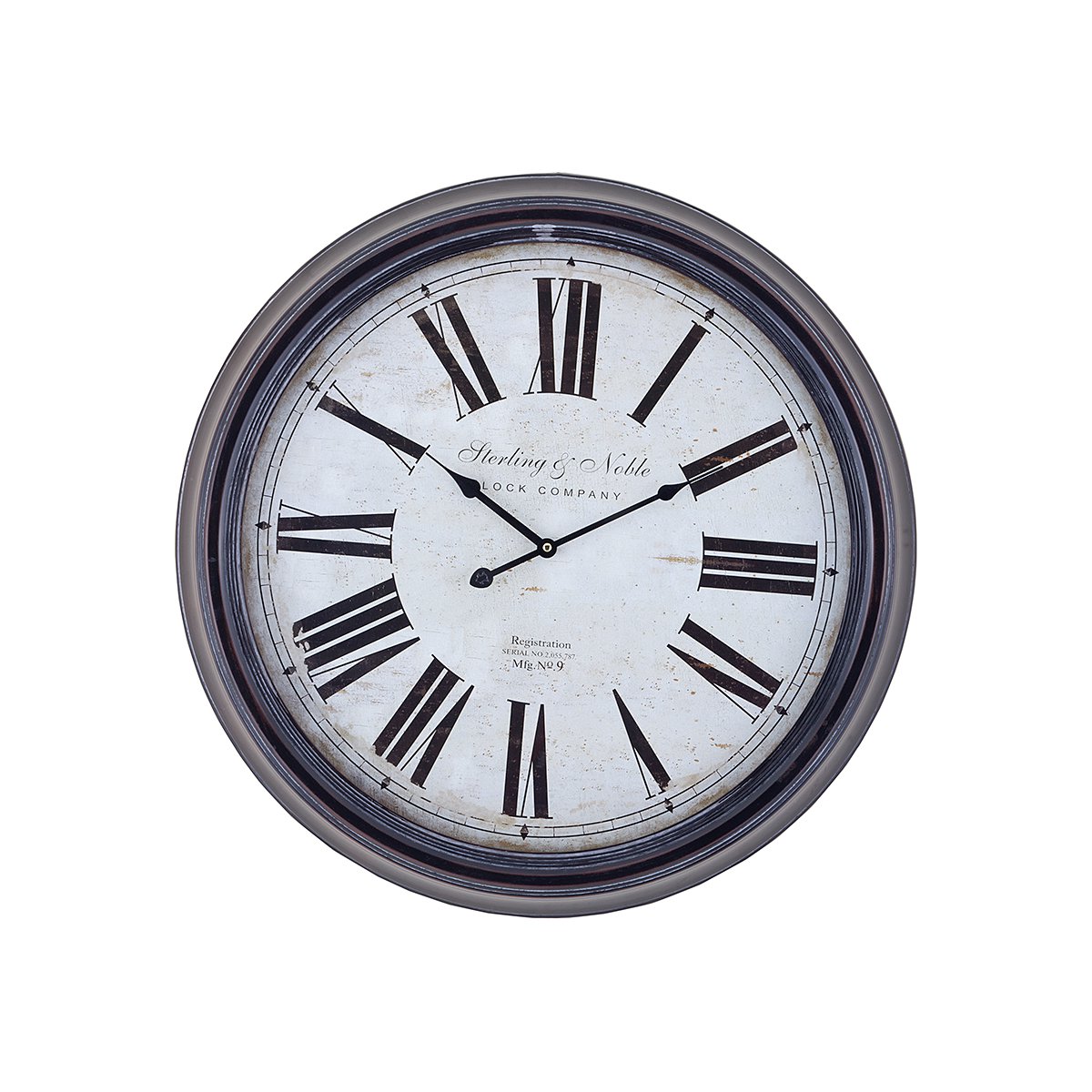 美式经典罗马文挂钟复古黑白调客厅书房卧室墙面装饰铁艺时钟