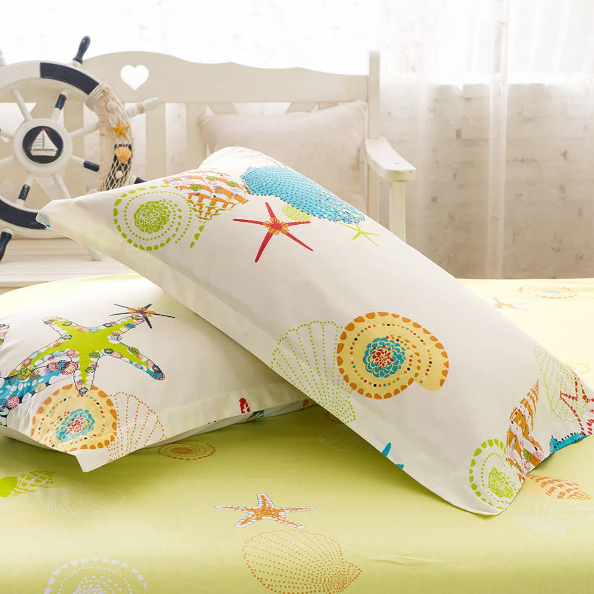 素宅全棉枕套纯棉印花枕头套单人学生宿舍枕芯套成人枕芯套48x74cm(一