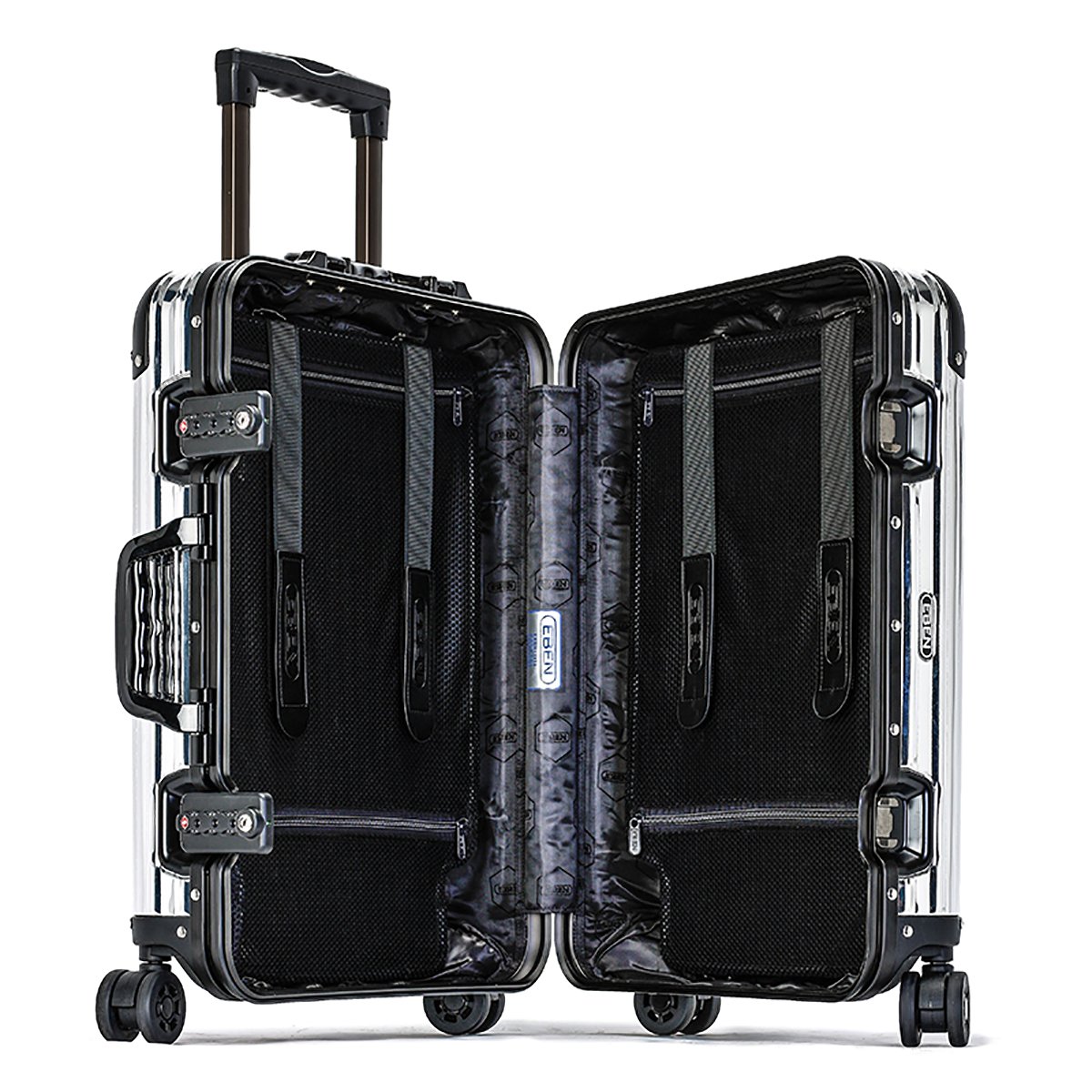 eben镜面系列万向轮海关锁金属旅行箱20寸行李箱全铝合金拉杆箱登机箱