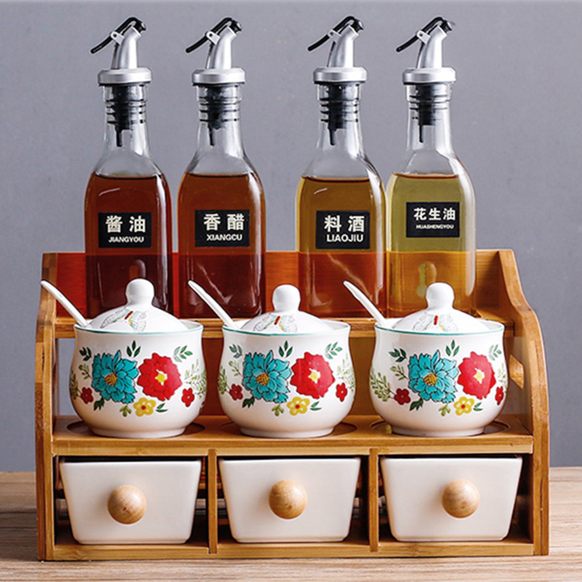 调料盒调味罐套装家用组合陶瓷玻璃酱油瓶醋油壶瓶罐厨房用品