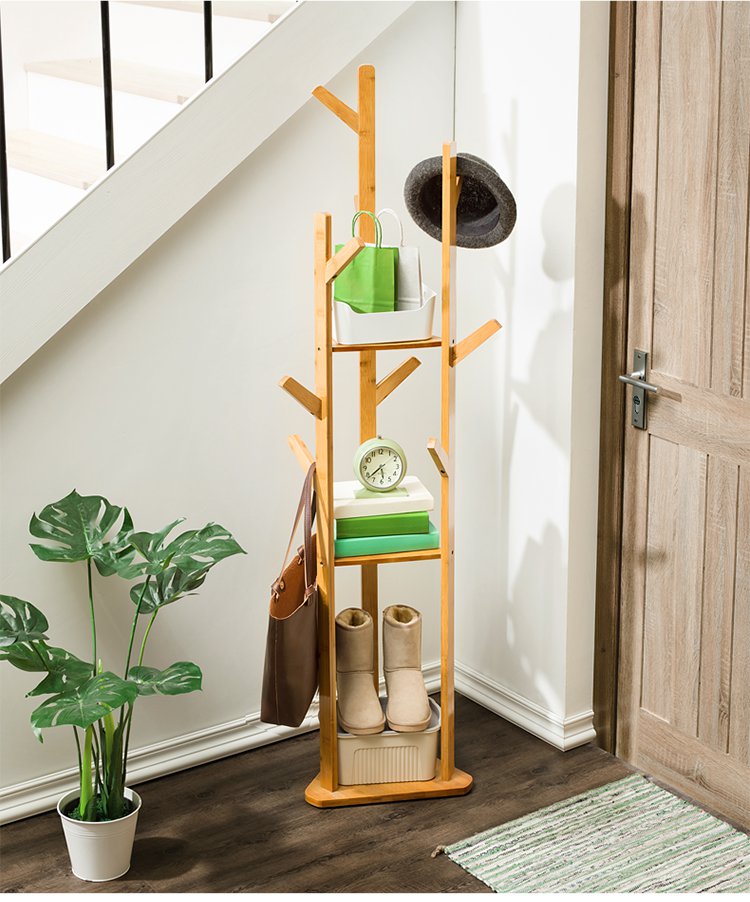 简易衣帽架实木卧室挂衣架置物架衣服架子落地式家用收纳架