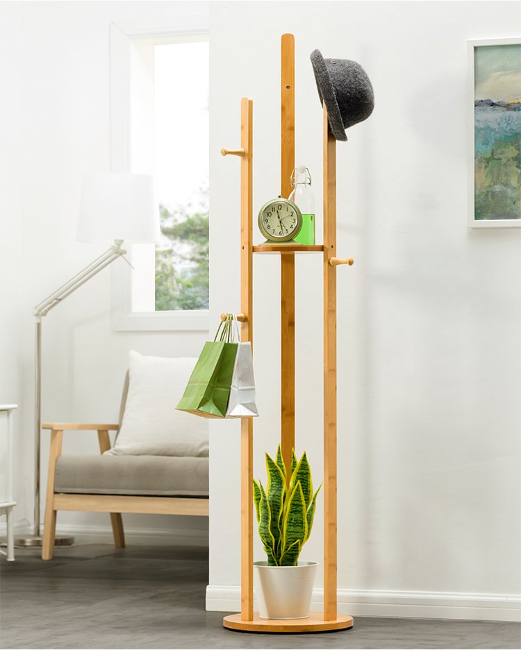 简易衣帽架实木卧室挂衣架置物架衣服架子落地式家用收纳架