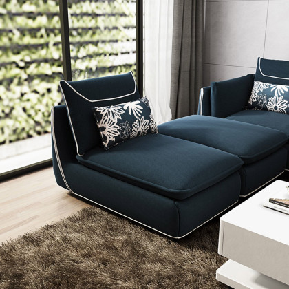 北欧布艺沙发深蓝色撞色设计师简约现代可拆洗客厅组合套装