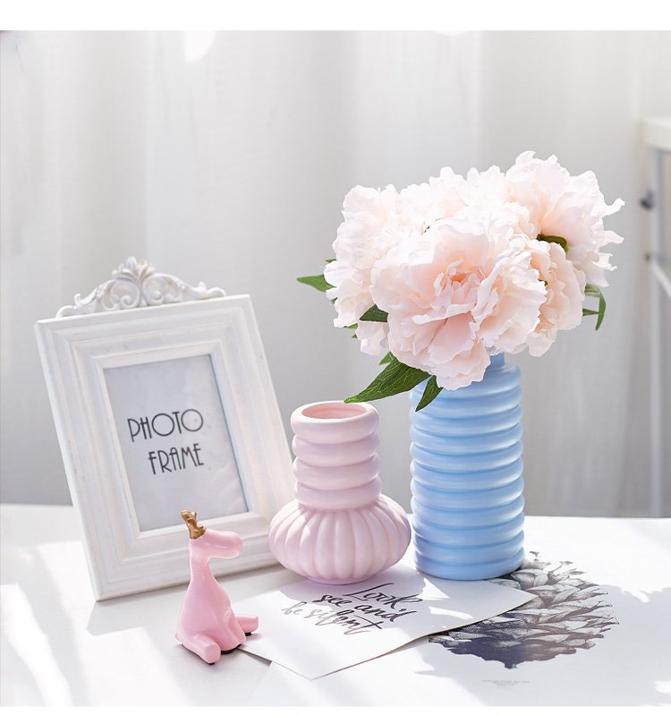 创意陶瓷花瓶摆件家居客厅干花插花桌面欧式简约现代电视柜装饰品