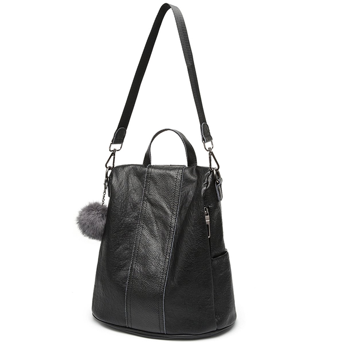 natty【泡泡纹配真皮】女士手提单肩双肩背包休闲时尚潮流女包2033