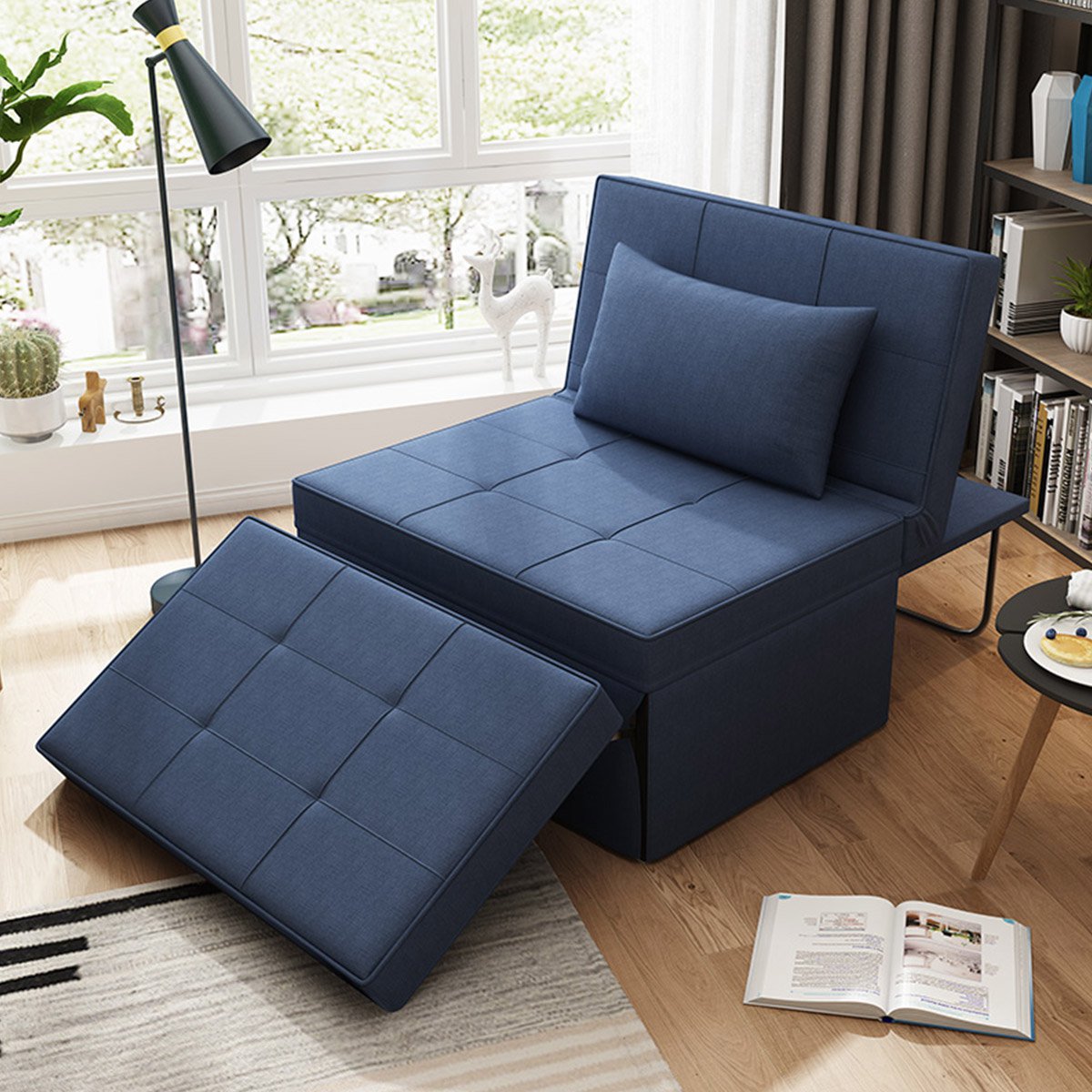 栖梓g220现代简约小户型客厅可折叠沙发床两用单人懒人沙发椅功能躺椅