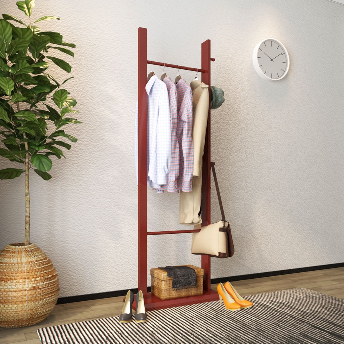 简约实木衣帽架落地卧室挂衣架衣架子简易家用木质置物架落地衣架