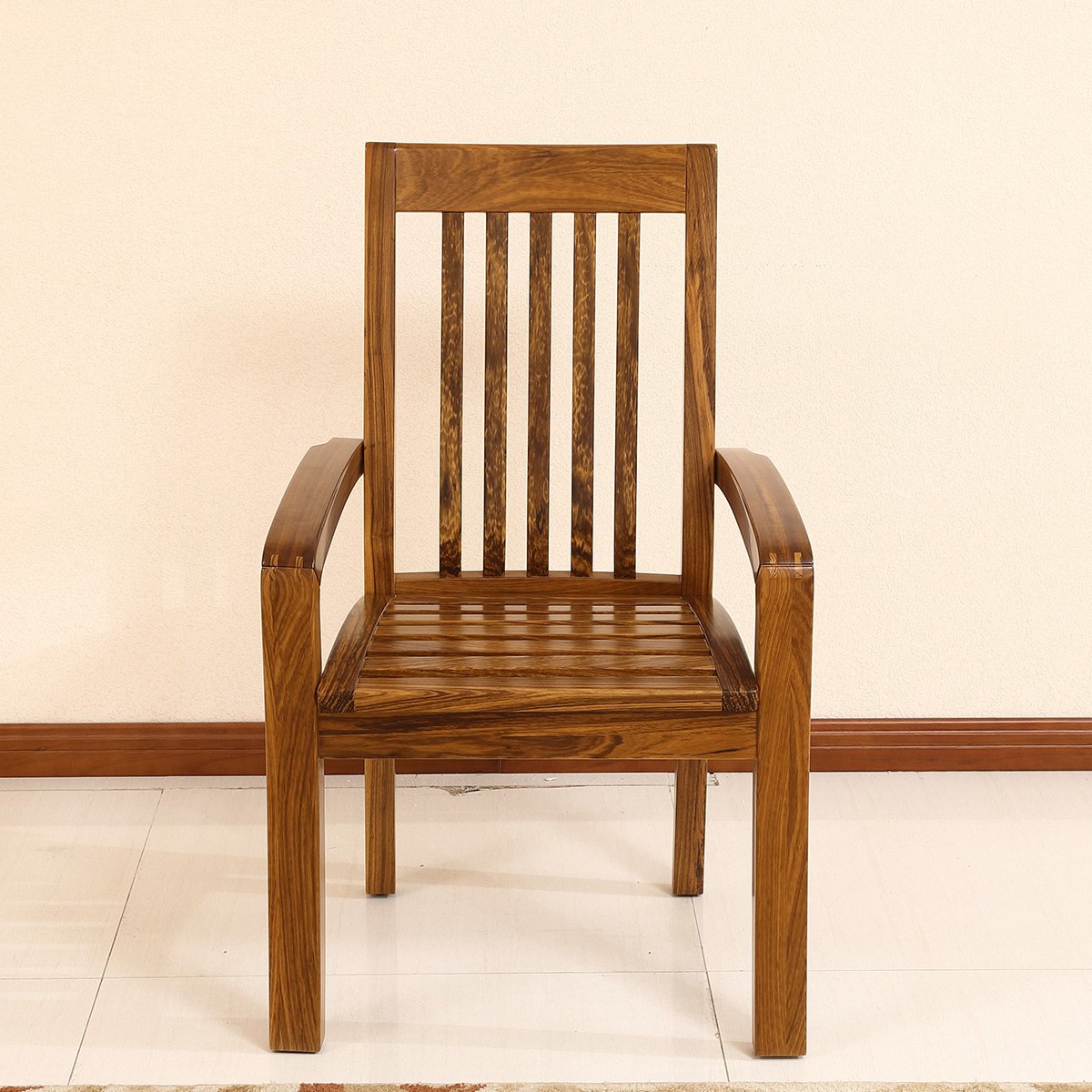 实木电脑椅 乌金木全实木带扶手椅子现代简约新中式木质靠背椅家用