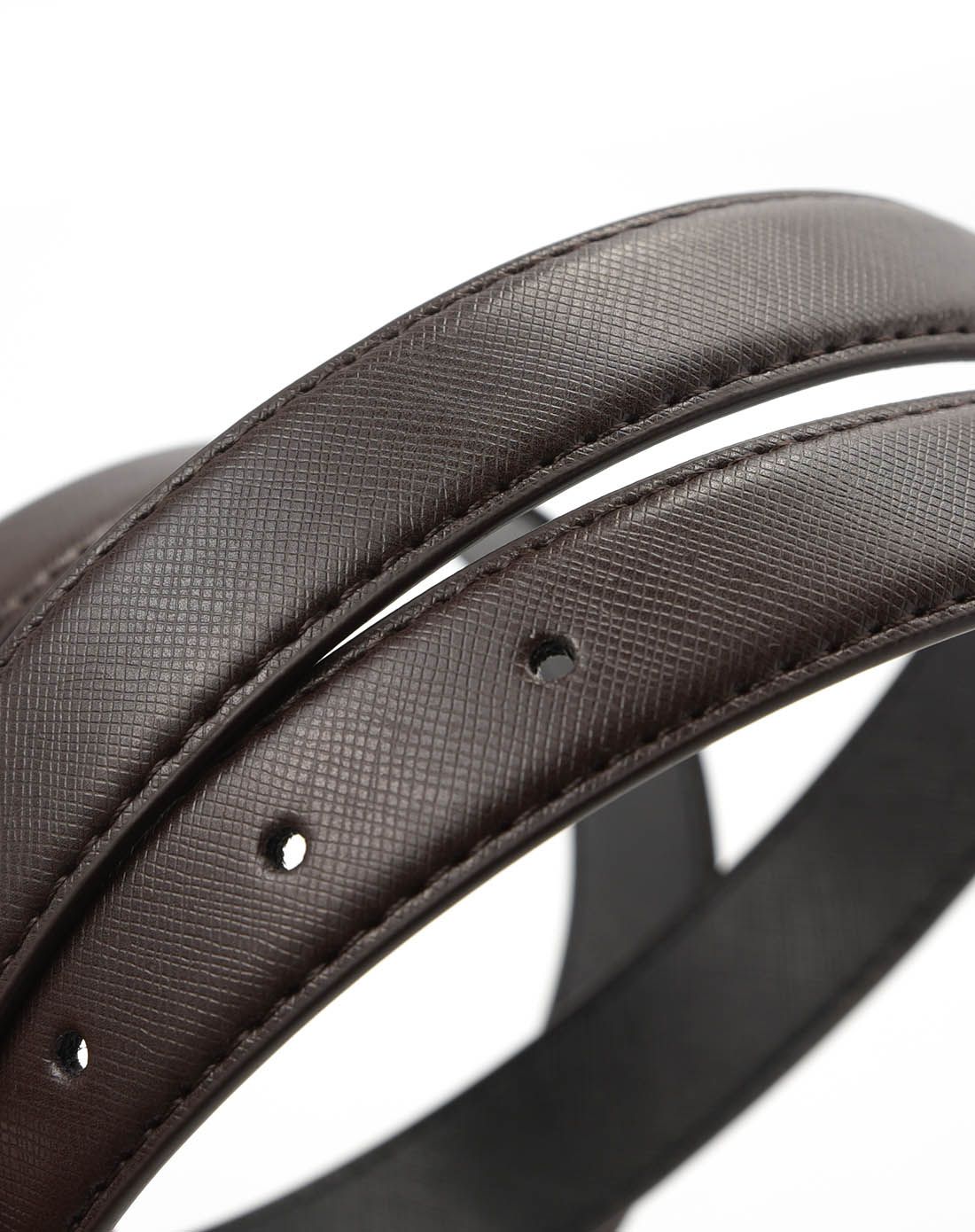 makko女士典雅金板扣十字纹皮带