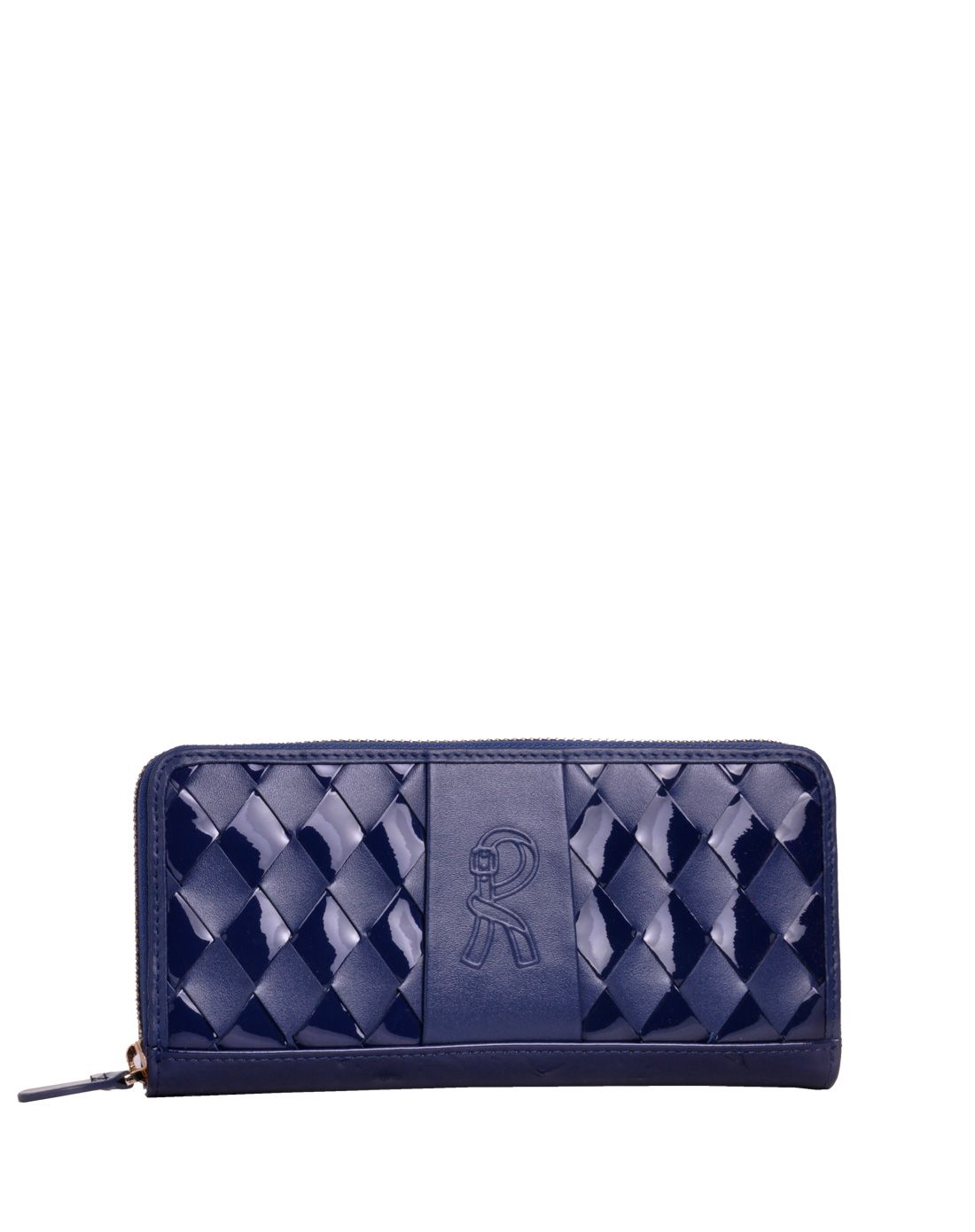 蓝色头层漆皮/头层软皮单拉链包