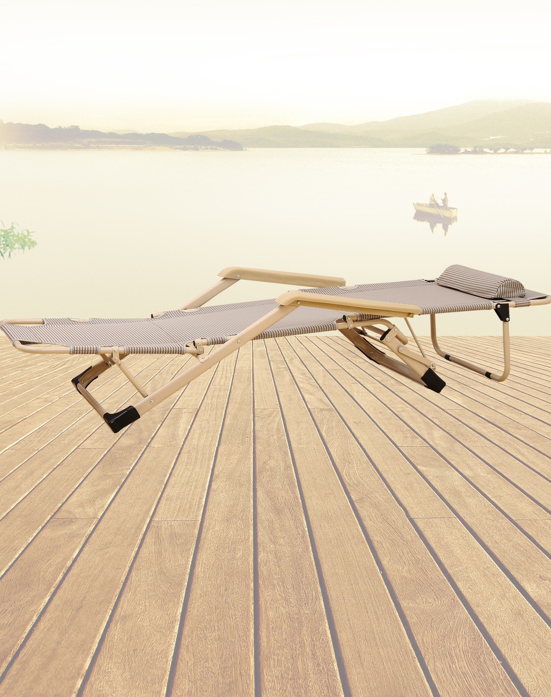 豪华网布加固折叠椅午休躺椅午睡椅格子