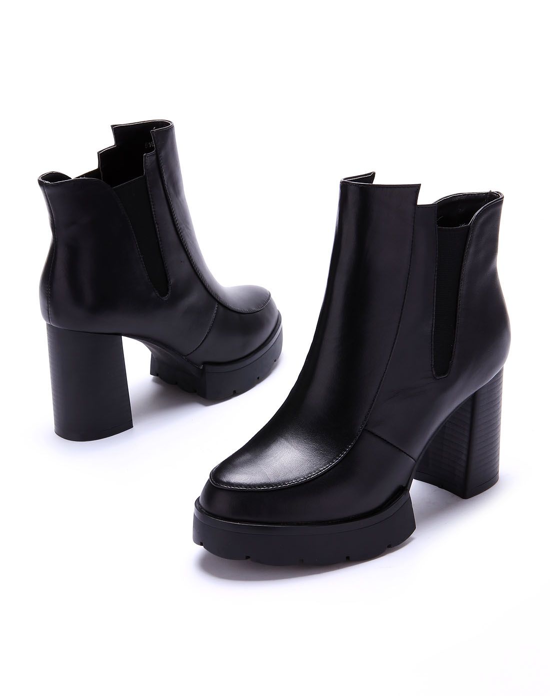 女士黑色牛皮女式靴子