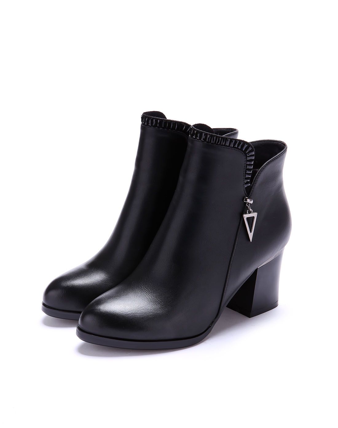 女士黑色pu女式靴子