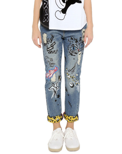 a02街头风涂鸦牛仔裤