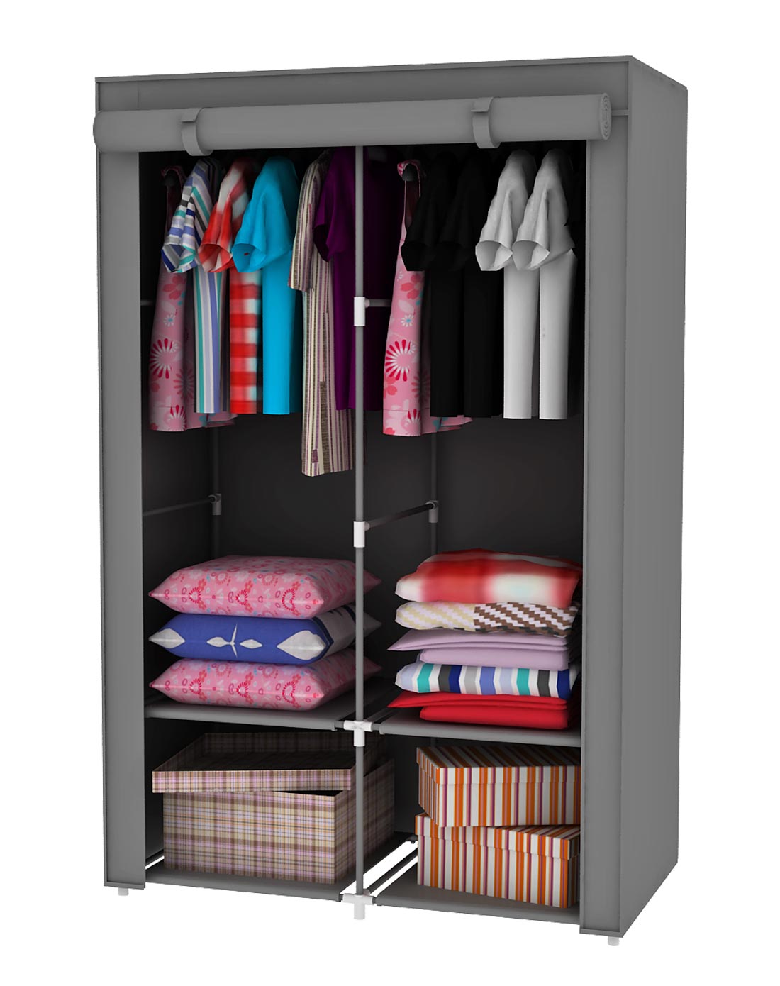 单人简易布衣柜银灰色