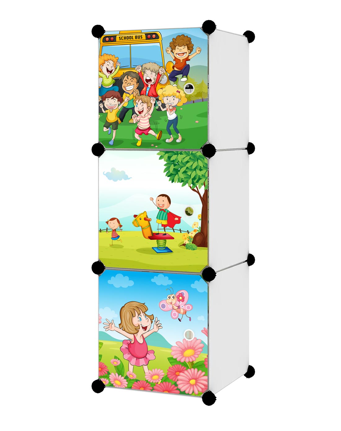 家世比homebi家具专场三格组合收纳柜彩色卡通hby1f31440_唯品会