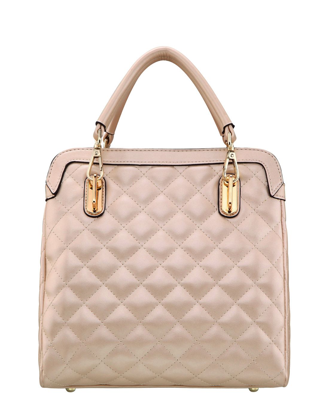 珠光白银色时尚绣线菱格手提/斜挎包