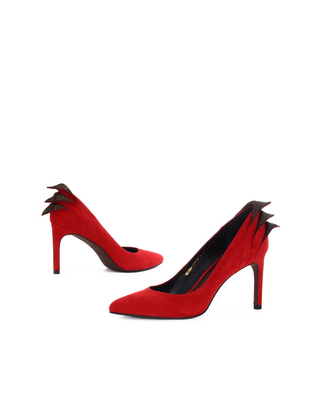 gml15年红色反绒羊皮拼进口幻彩羊皮跟鞋