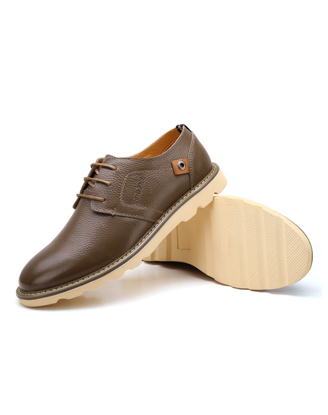 男士休闲卡其色英伦简约皮鞋