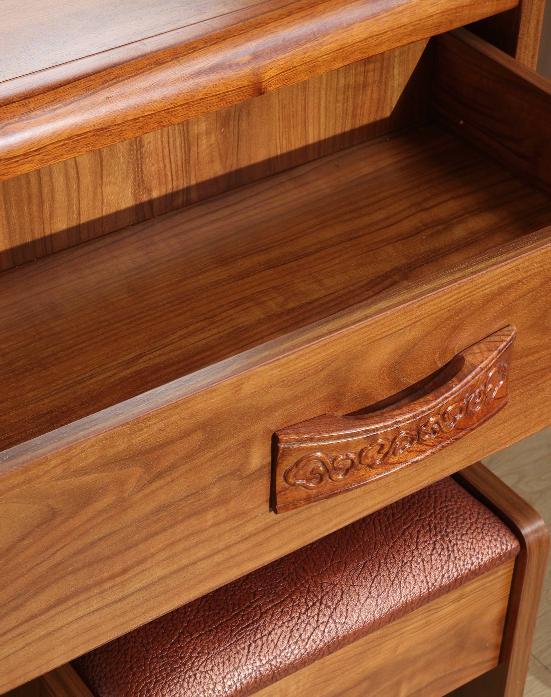 金海马kinhom家具专场中式板木结合红梨木框架梳妆台凳js-1701-05