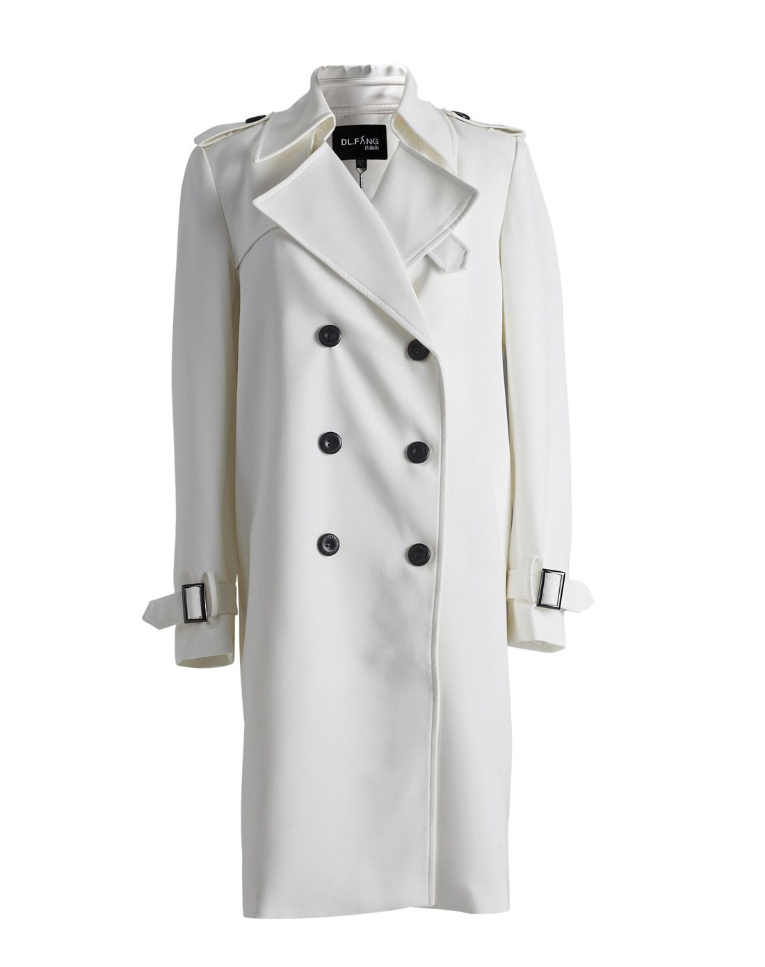 白色中长款风衣外套