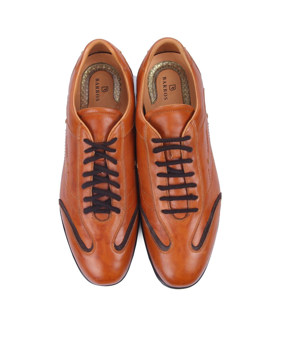 巴路士barros男意大利进口男士浅棕色软牛皮系带休闲鞋bc91j0701-3203