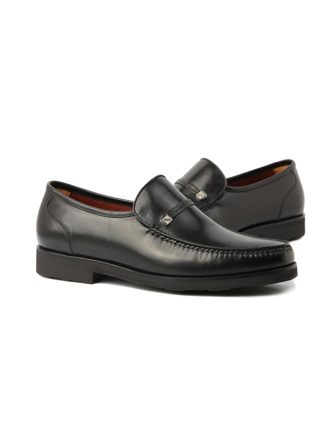 意大利进口男士黑色硬袋鼠皮商务皮鞋