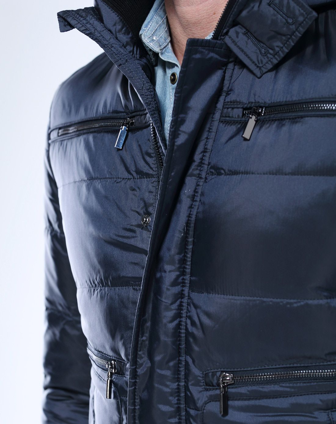 玛萨玛索masa maso灰蓝净色防风罗纹袖口中厚保暖羽绒服20234700_唯品