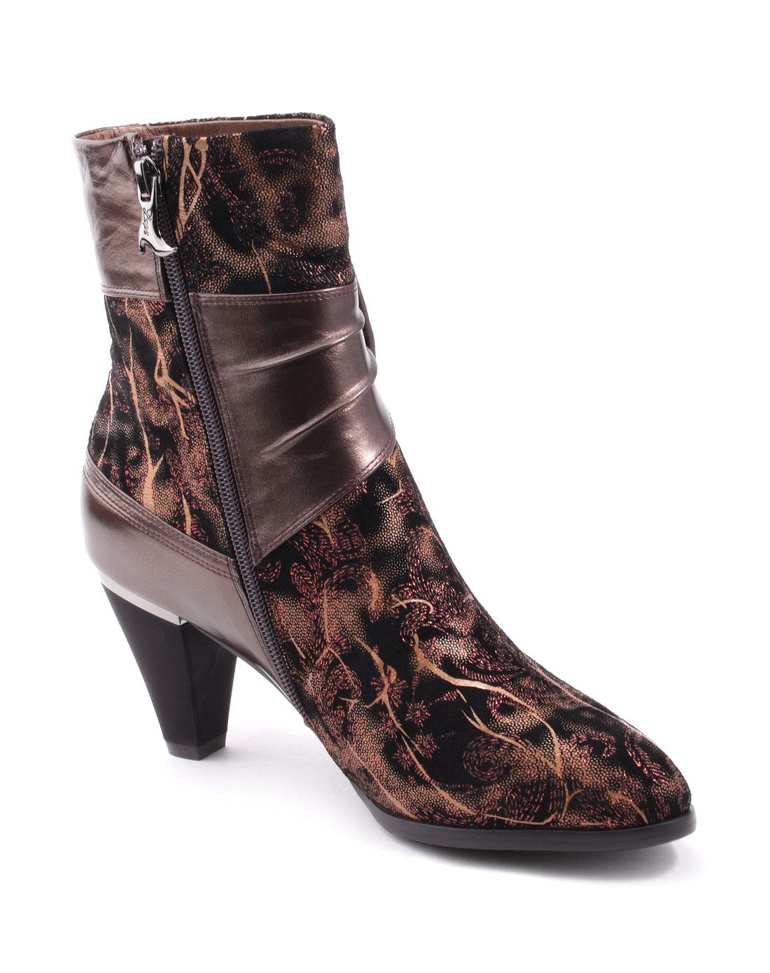 莱斯佩斯laspampas 女款咖啡色时尚绒里粗跟女靴