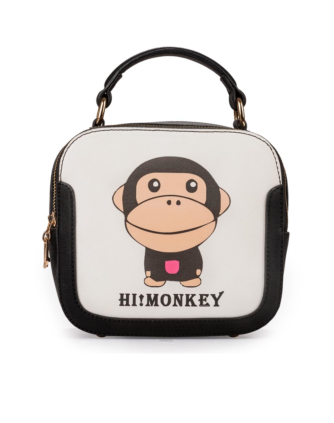 女款白色可爱卡通猴子手提包